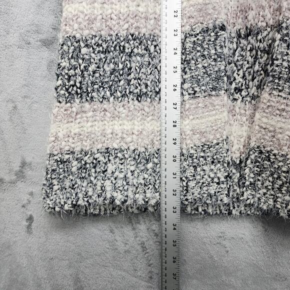 Maurices Sweater Womens XXL Gray Stripe Cozy Eyelash Knit Open Front Cardigan - Picture 8 of 9